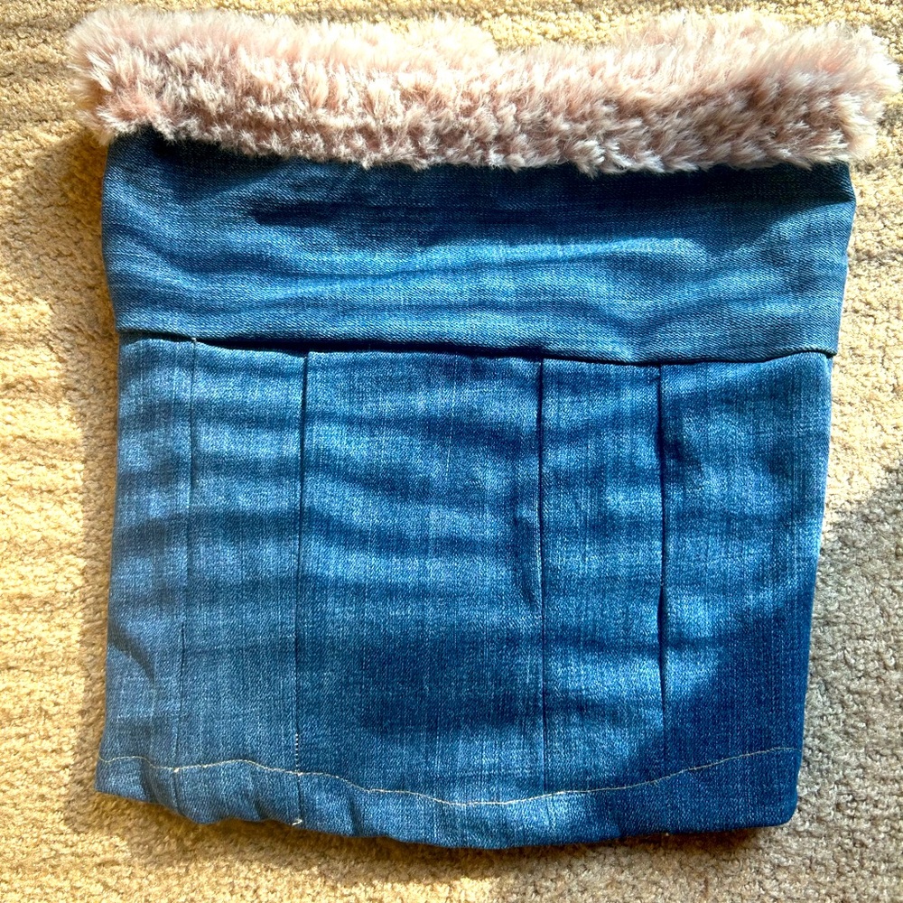 Denim top with Faux Fur Trim